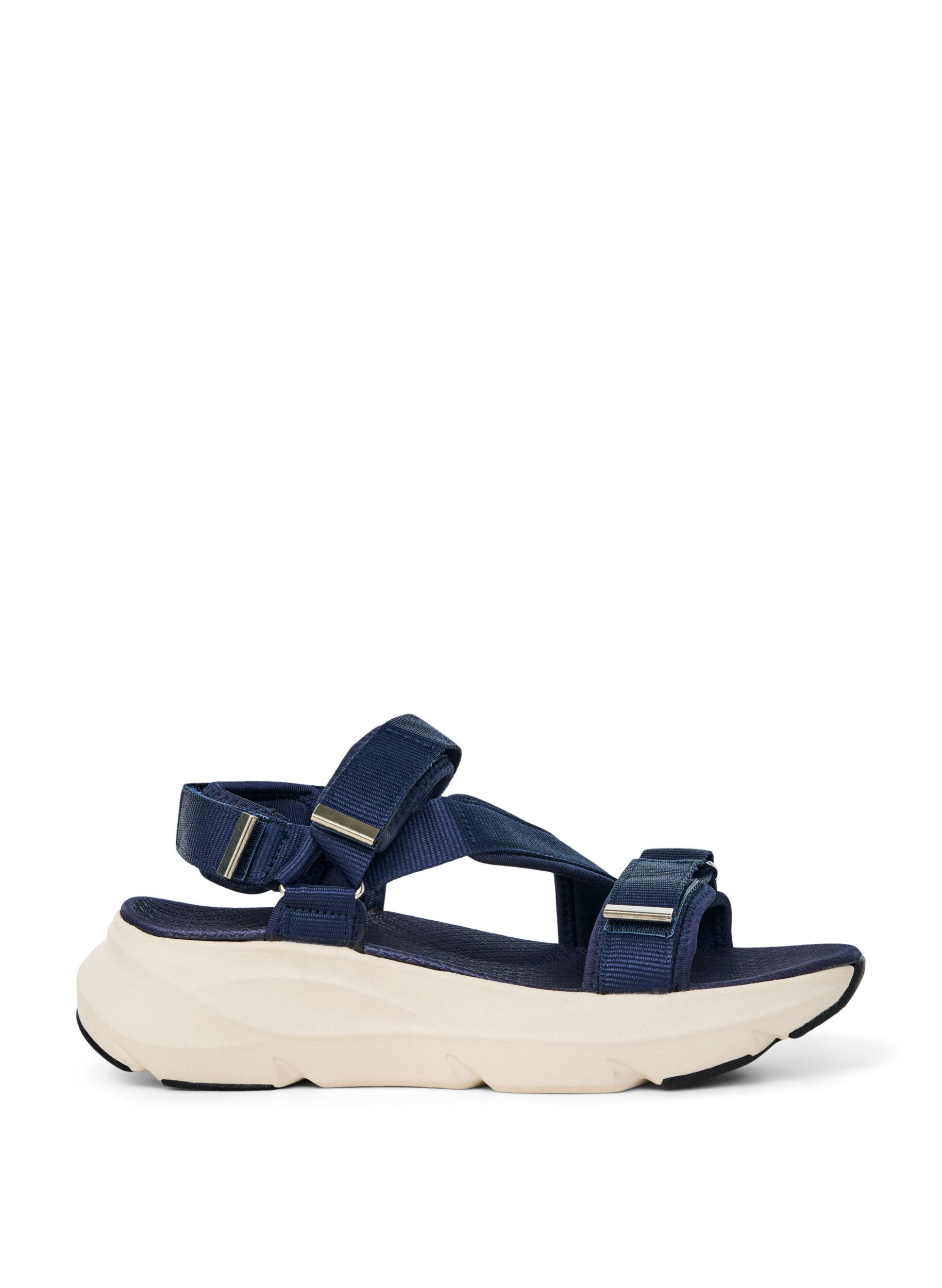 ZizziBekv&auml;m sandal med kardborreband och h&aring;lfotsst&ouml;d, Bl&aring;, Packshot image number 0