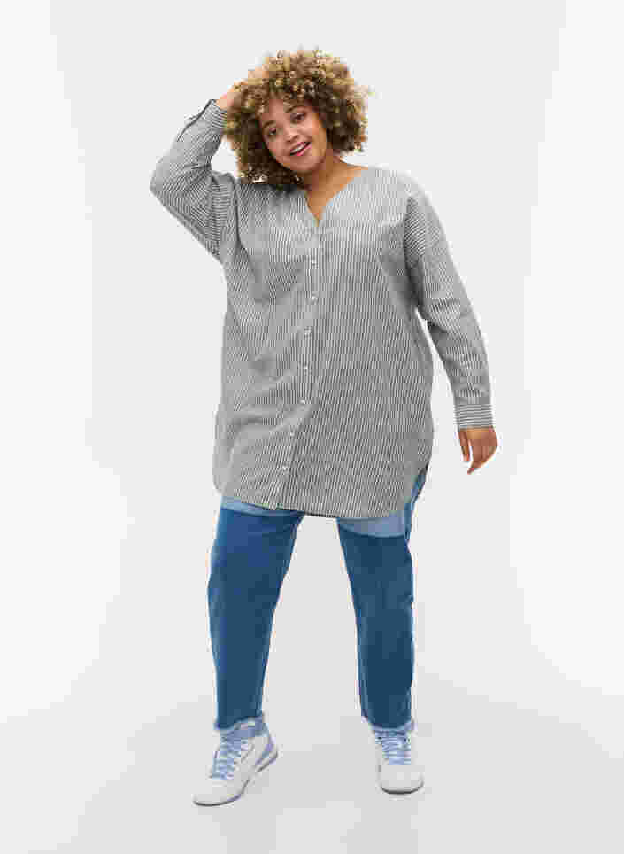 Randig skjorta i 100% bomull, Cilantro Stripe , Model image number 2