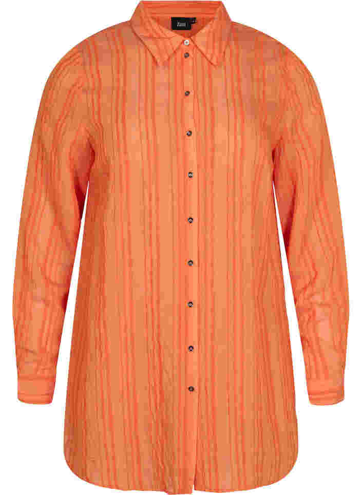 Lång randig skjorta med långa ärmar, Harvest Pumpkin, Packshot image number 0