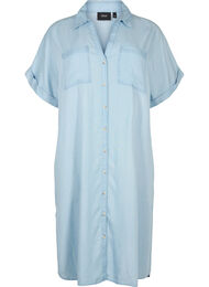 Kortärmad skjortklänning i lyocell (TENCEL™), Light blue denim
