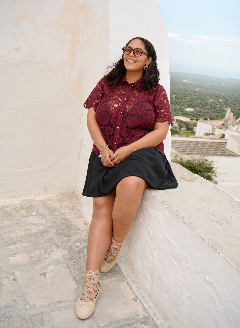 Kort ballongkjol med resår i midjan, Svart, Image image number 0