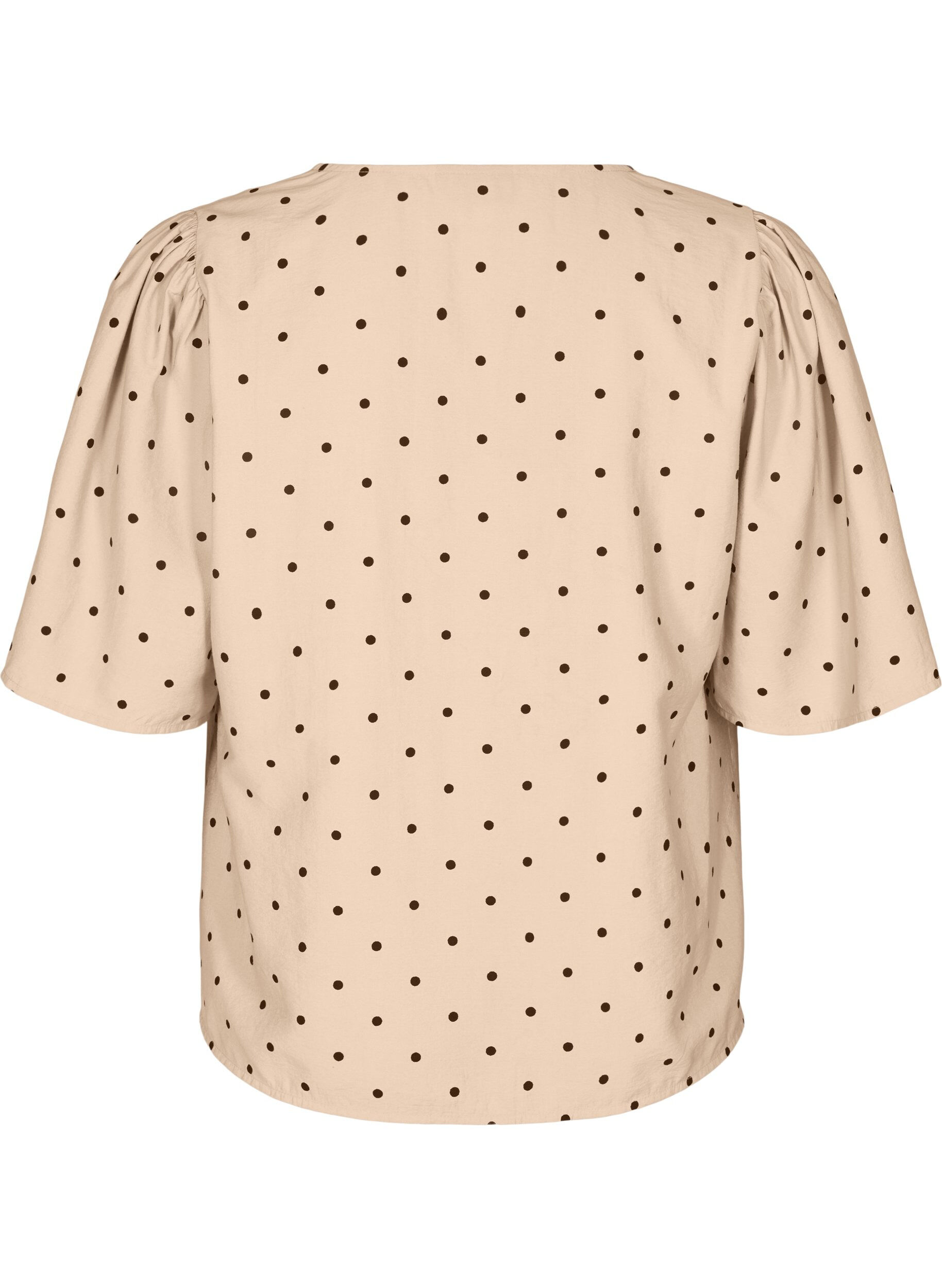 Zizzi Blus med l&ouml;sa &auml;rmar och v-ringning, Beige, Packshot image number 1