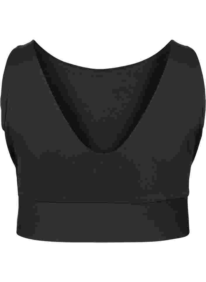 Enfärgad sport-bh med v-rygg, Black, Packshot image number 1