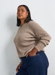 Melerad stickad blus med rund halsringning, Beige, Model image number 0