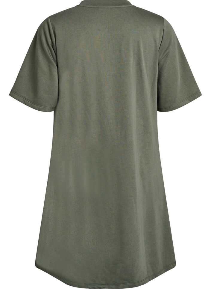 Knälång jerseyklänning med fickor och A-linjeform, Grön, Packshot image number 1