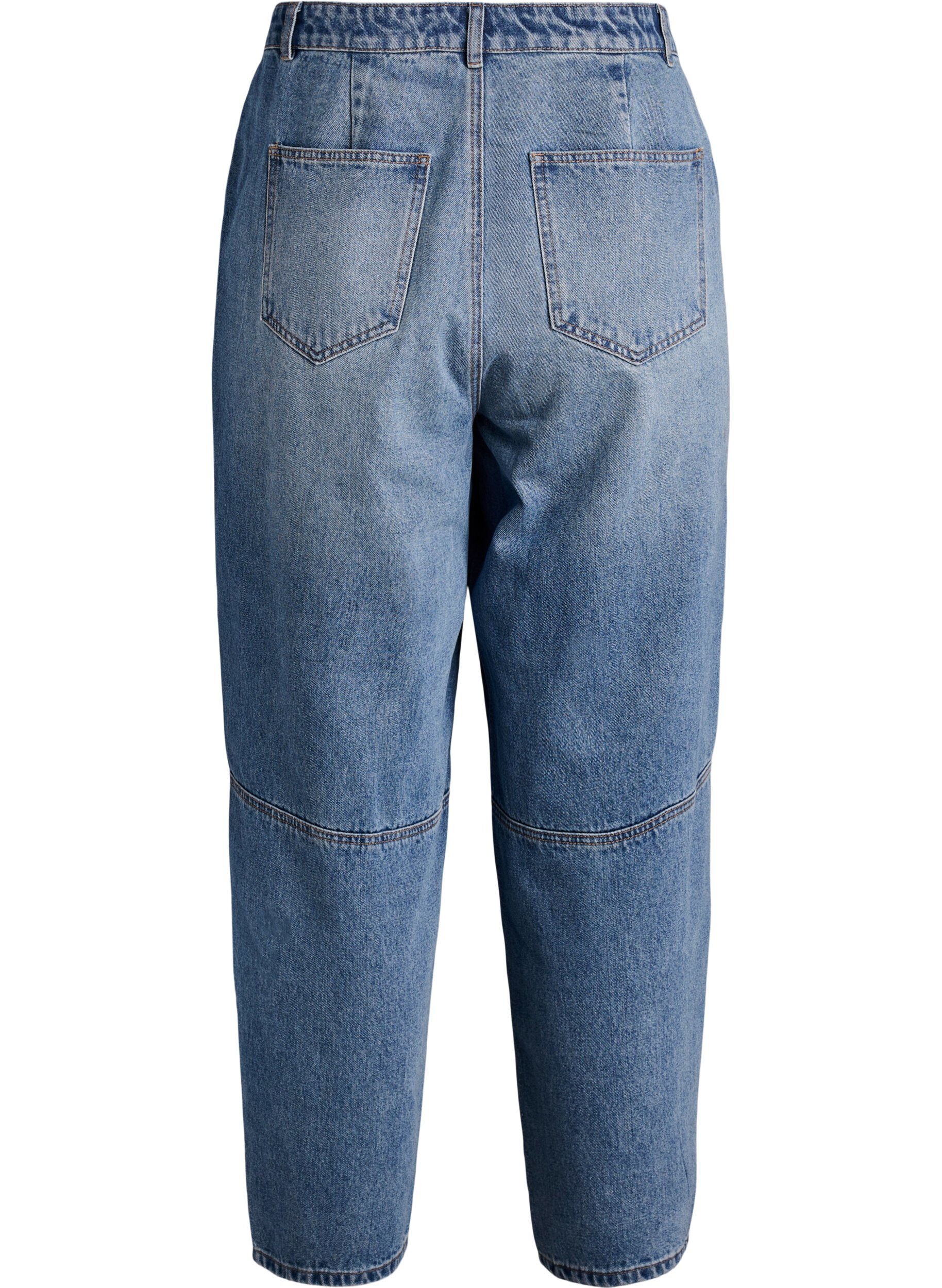 Zizzi Barrel jeans med h&ouml;g midja, Bl&aring;, Packshot image number 1