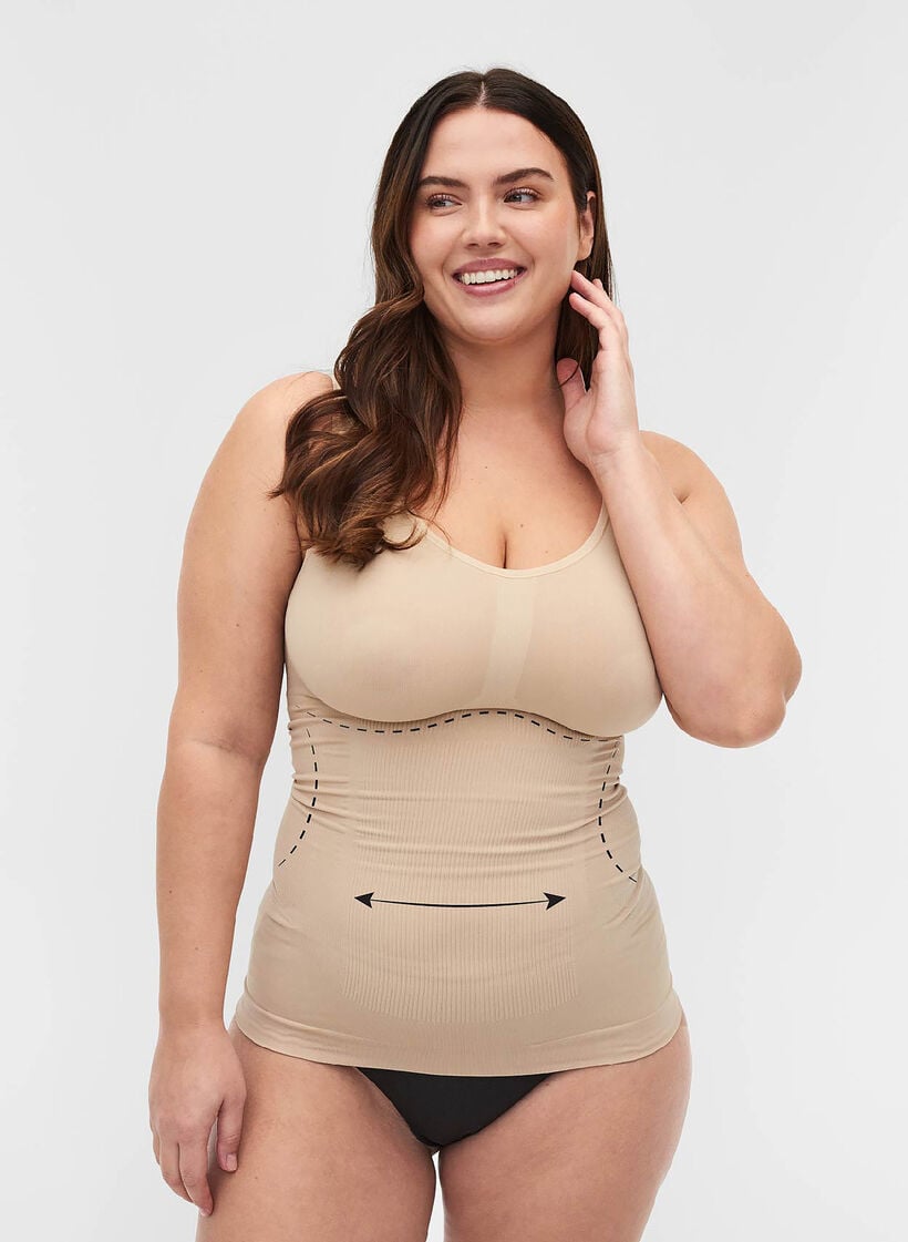 Shapeweartopp med breda remmar, Beige, Model image number 0