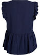 &Auml;rml&ouml;s blus i bomullsmuslin med volanger, Bl&aring;, Packshot image number 1