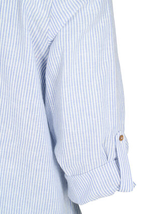 Randig klänning i bomull och linne, Blue Stripe, Packshot image number 3