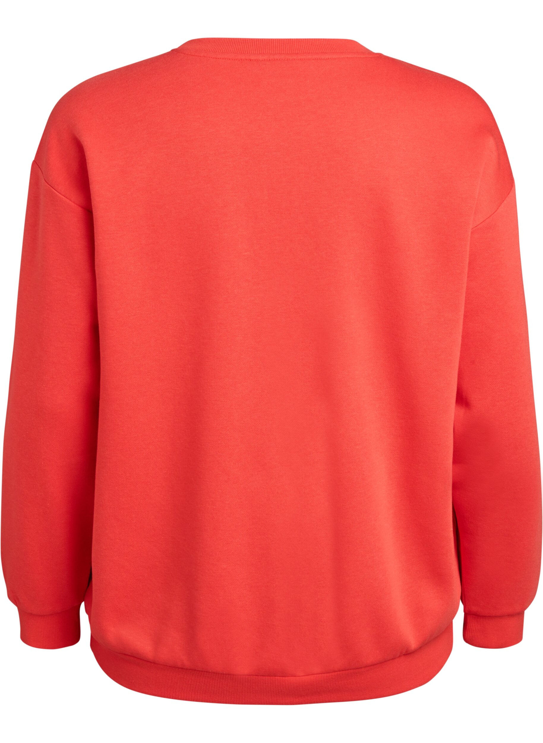 ZizziSweatshirt med motiv framtill, R&ouml;d, Packshot image number 1