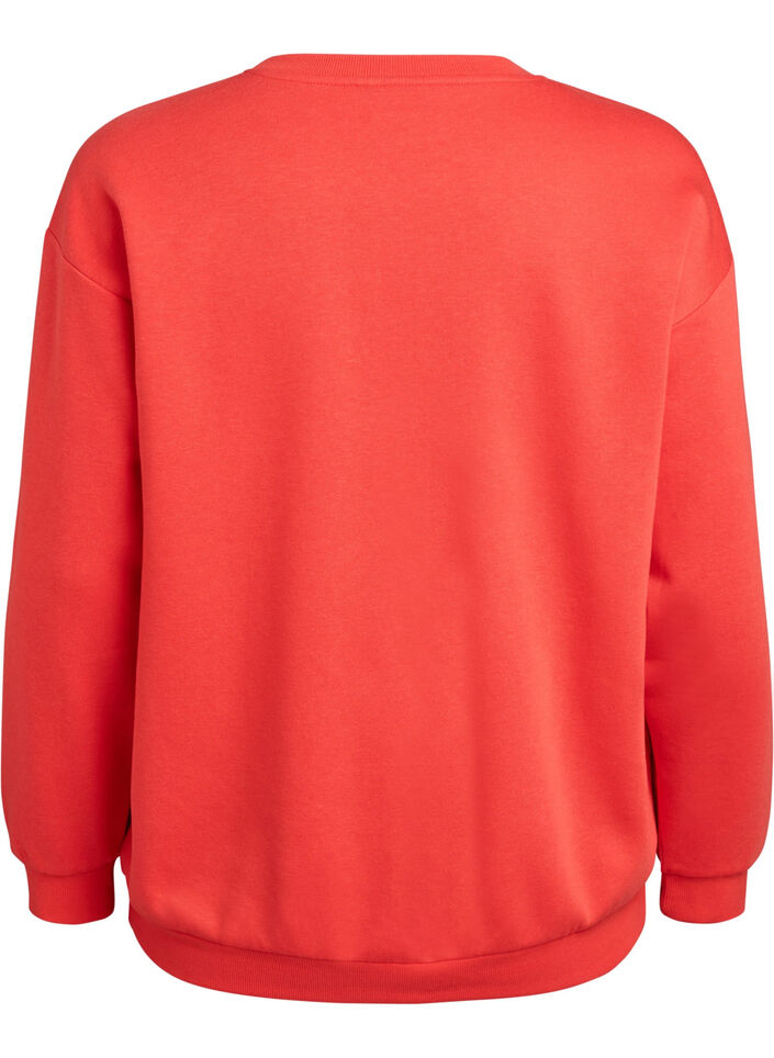Sweatshirt med motiv framtill, R&ouml;d, Packshot image number 1