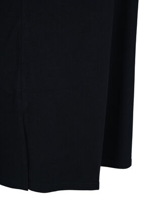 Lång t-shirt i bomull med bröstficka och nitar, Black, Packshot image number 3