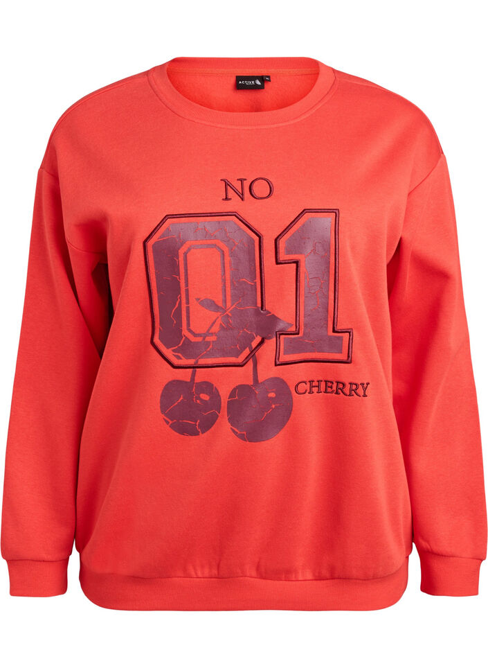 Sweatshirt med motiv framtill, R&ouml;d, Packshot image number 0