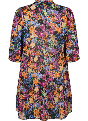 FLASH - Tryckt tunika med 3/4-ärmar, Orange Pink Flower , Packshot image number 1