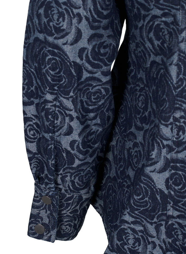 Denimskjorta med rosenmönster, Denim Rose AOP, Packshot image number 3
