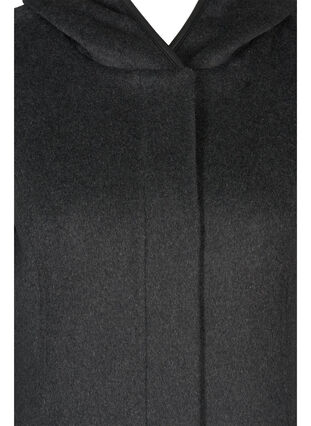 Jacka med ull och huva, Dark Grey Melange, Packshot image number 2