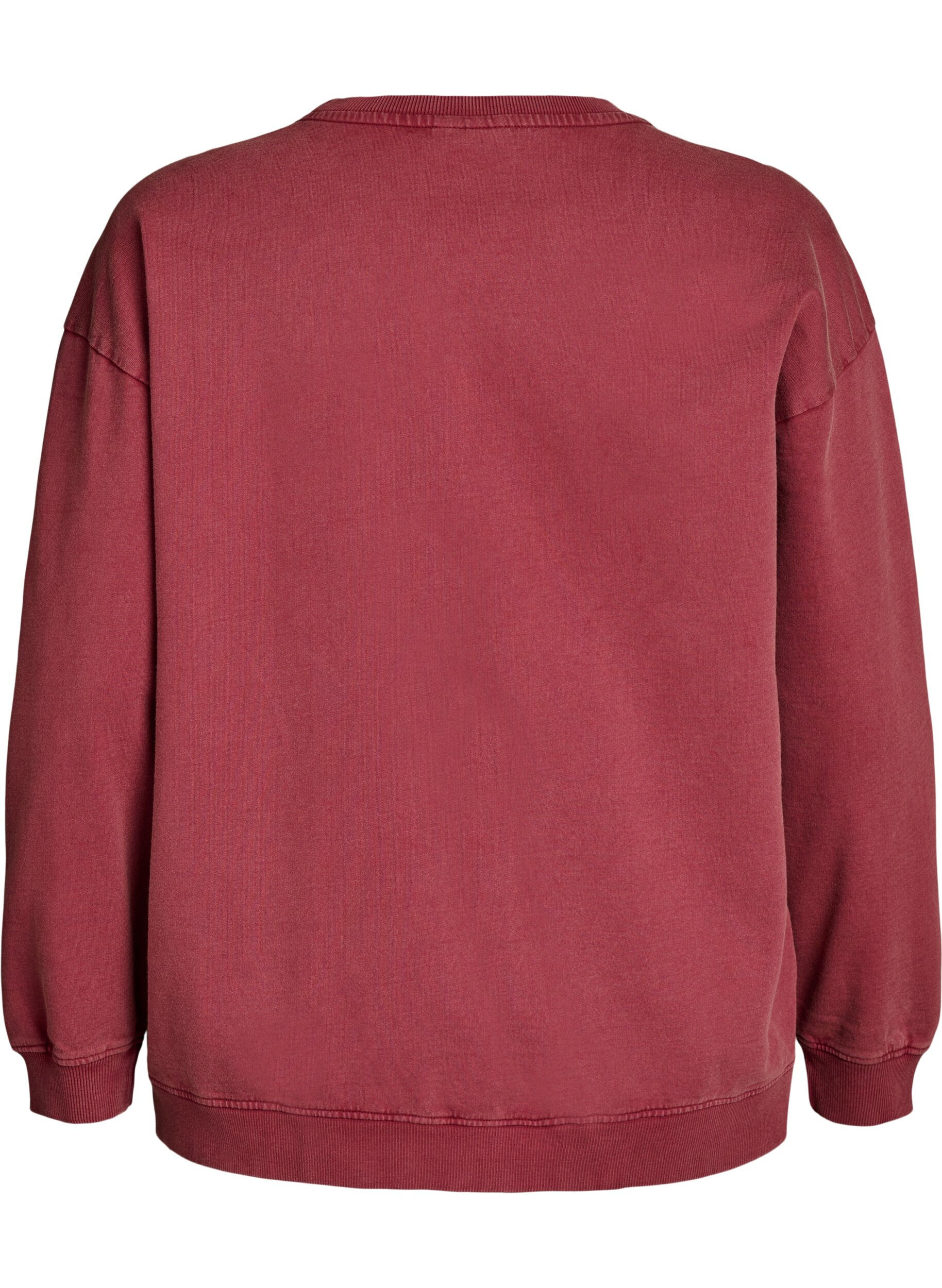 Zizzi L&ouml;st sittande sweatshirt med tv&auml;ttad look, R&ouml;d, Packshot image number 1