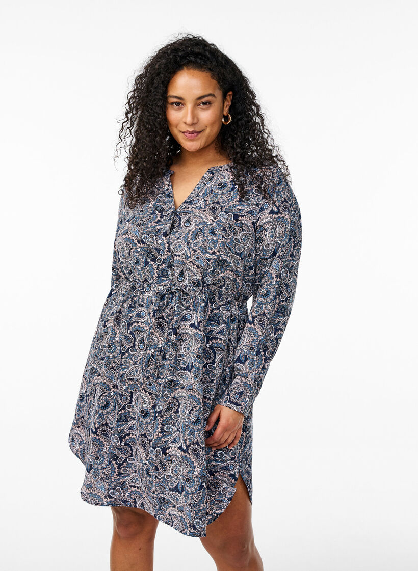 Knälång klänning med knytskärp, Beige, Model image number 0