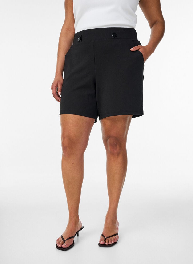 Shorts med fickor och l&ouml;s passform, Svart, Model image number 3