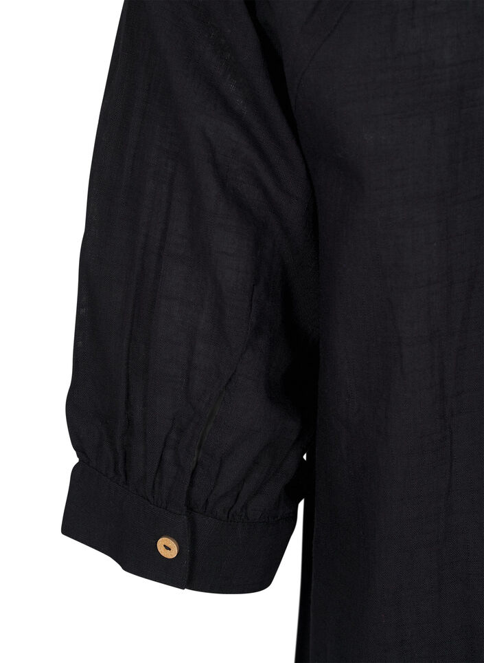 Tunika i bomull med V-ringning, Svart, Packshot image number 3