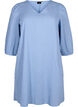 Kort klänning i bomullsblandning med linne, Faded Denim, Packshot image number 0