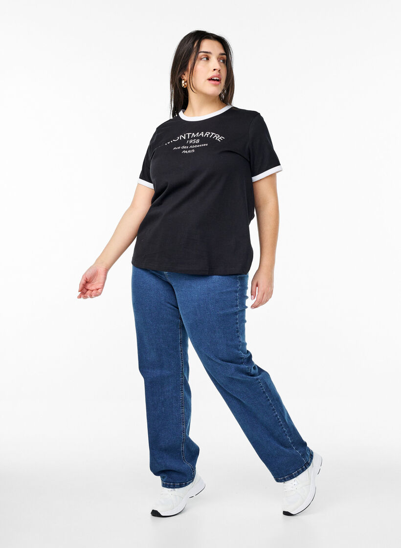 T-shirt med texttryck, Black w.An. Wh.Paris, Model image number 2