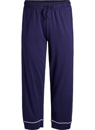 Pyjamasbyxor i bomull med h&ouml;g midja, Bl&aring;
