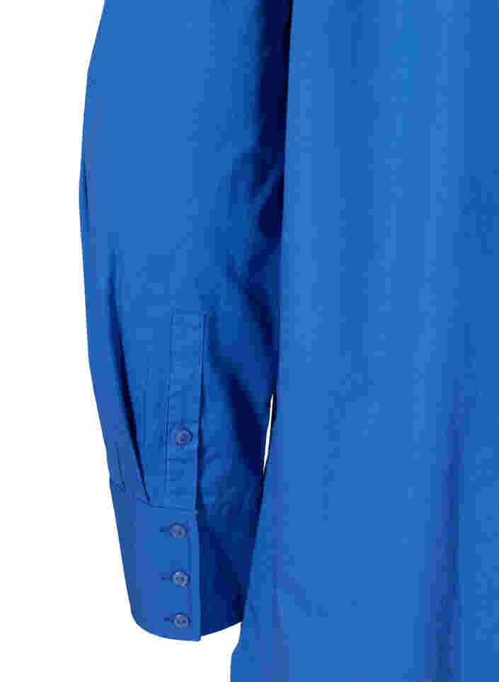 Lång bomullsskjorta med bröstficka, Dazzling Blue, Packshot image number 3
