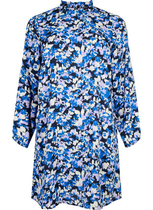 FLASH - Långärmad klänning med blommigt mönster, Blue Purple Flower, Packshot image number 0