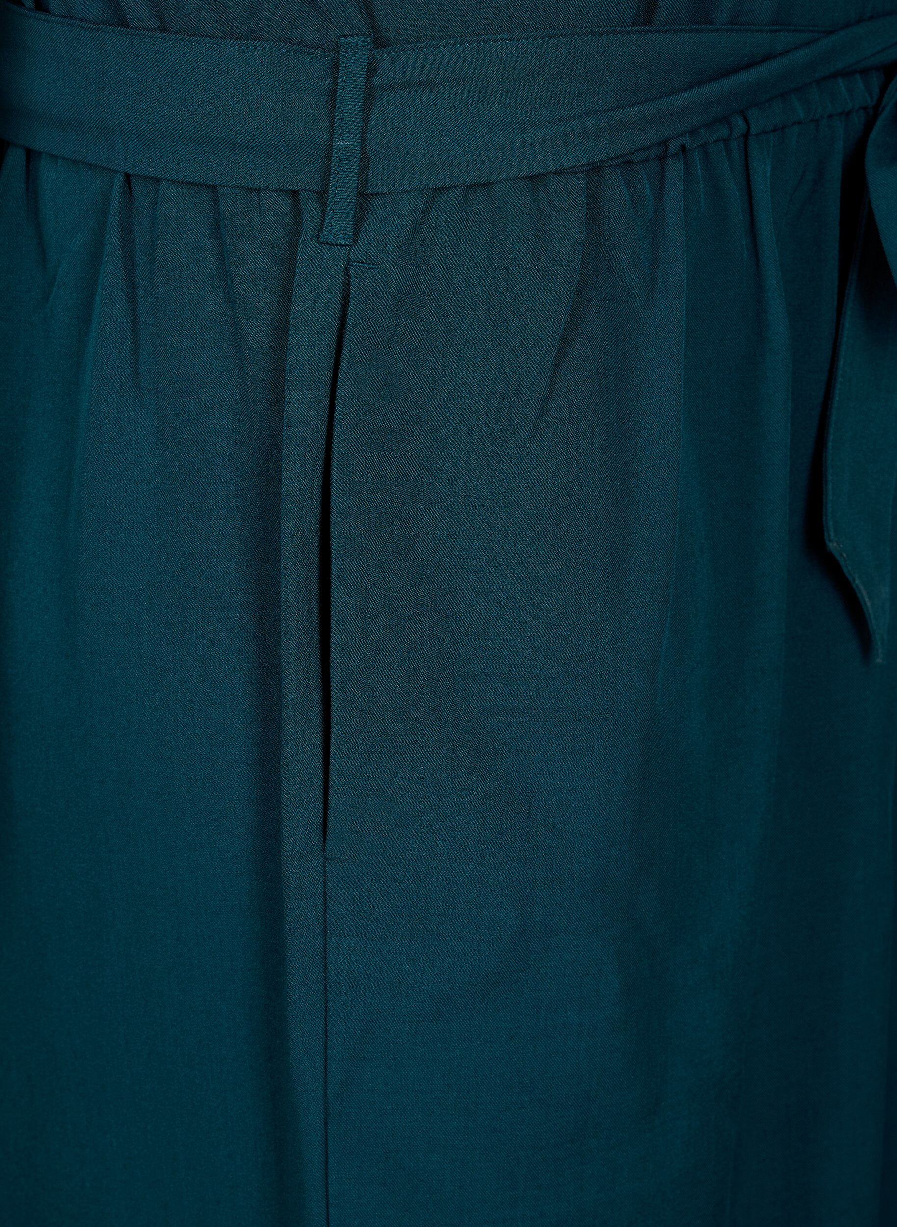 Zizzi Jumpsuit med sk&auml;rp och korta &auml;rmar, Sea Moss Melange, Packshot image number 3