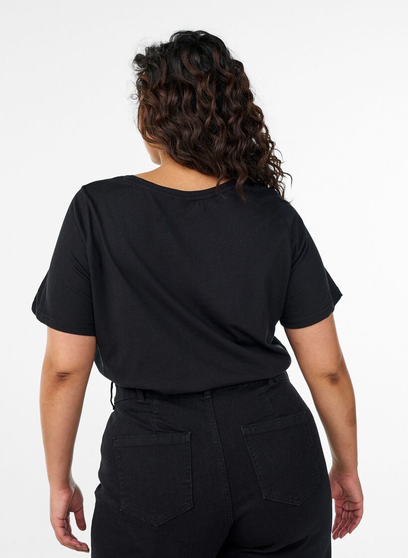 T-shirt med tryck, Svart, Model image number 2