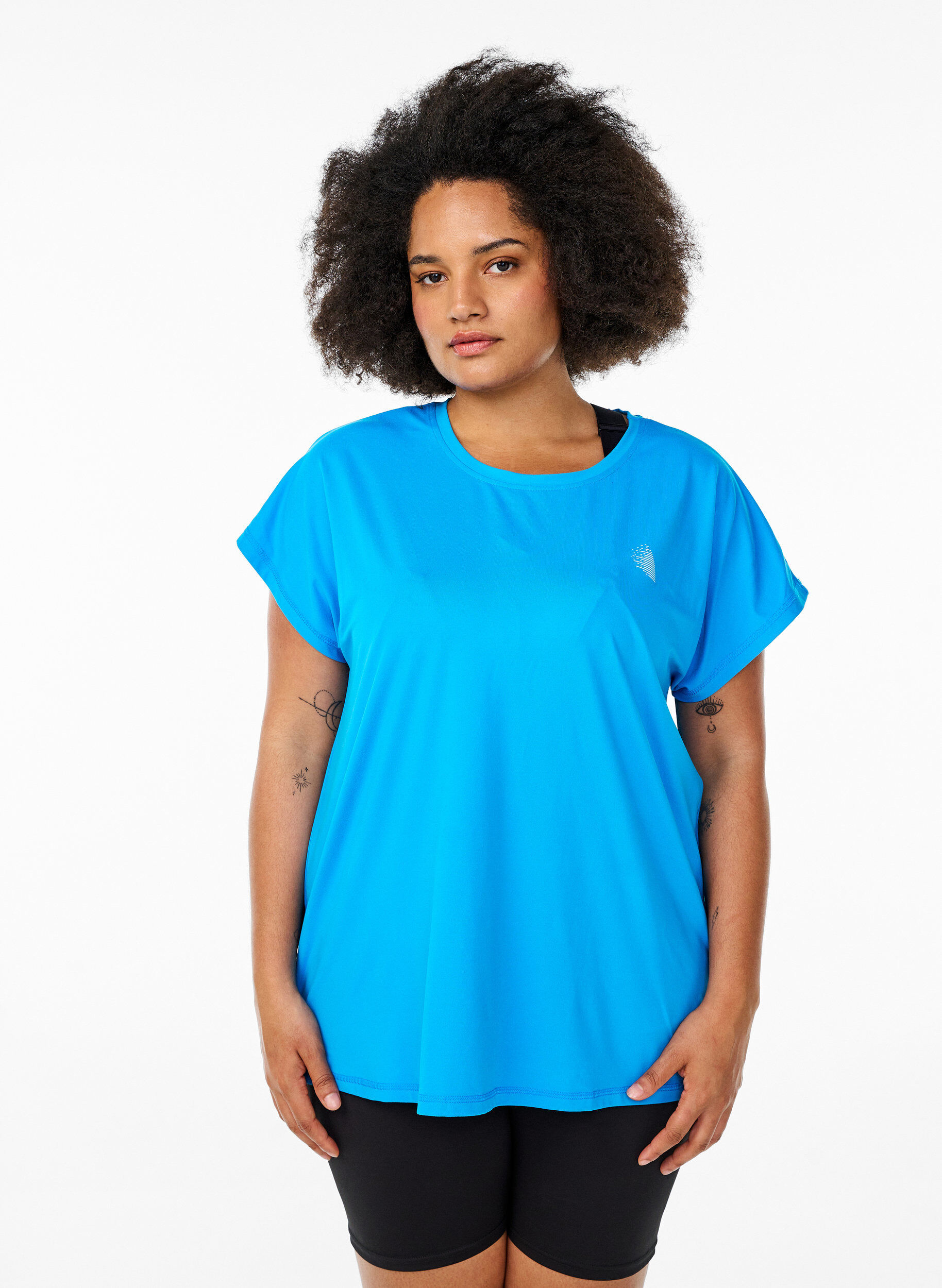 ZizziEnf&auml;rgad tr&auml;nings-T-shirt, Bl&aring;, Model image number 0