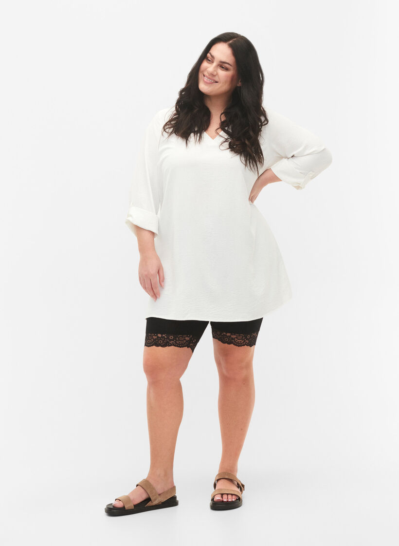 Cykelbyxor med spetskant, Svart, Model image number 1