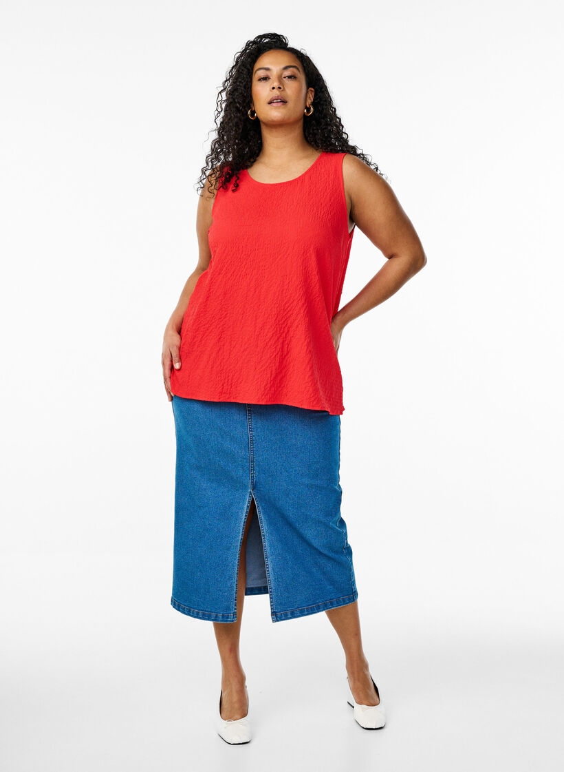 &Auml;rmelloses Top mit Struktur, R&ouml;d, Model image number 1