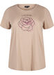 T-shirt i bomull med tryck, S. Mink w. Flower, Packshot image number 0