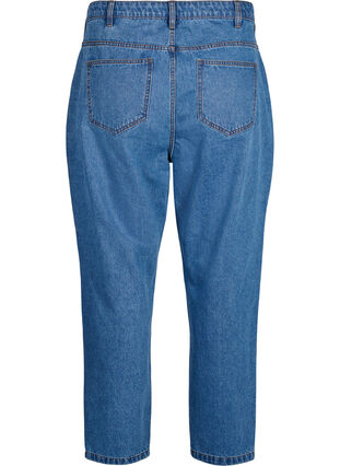 Mille mom fit-jeans med färgblock och hög midja, Light Blue Denim, Packshot image number 1