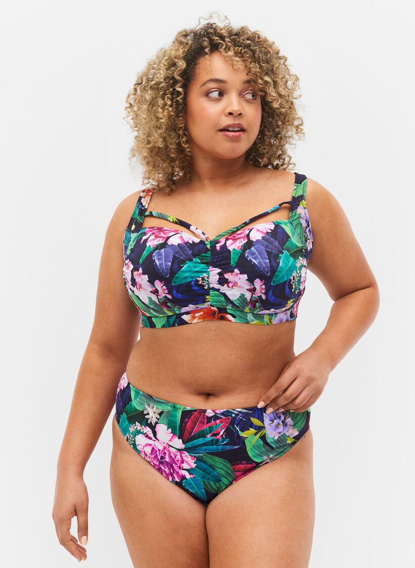 Bikinitrosa med hög midja, Flower Print, Model image number 0