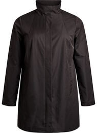 &Ouml;verg&aring;ngsjacka med fickor och h&ouml;g krage, Svart