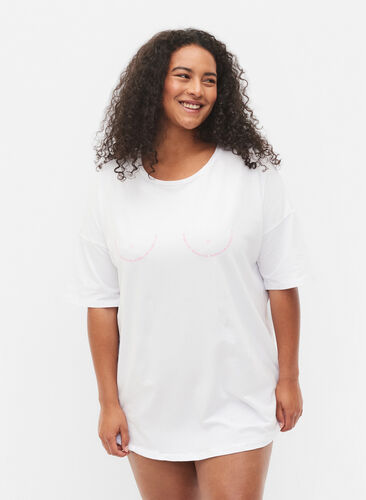 Support the breasts – T-shirt i bomull, White, Model image number 0