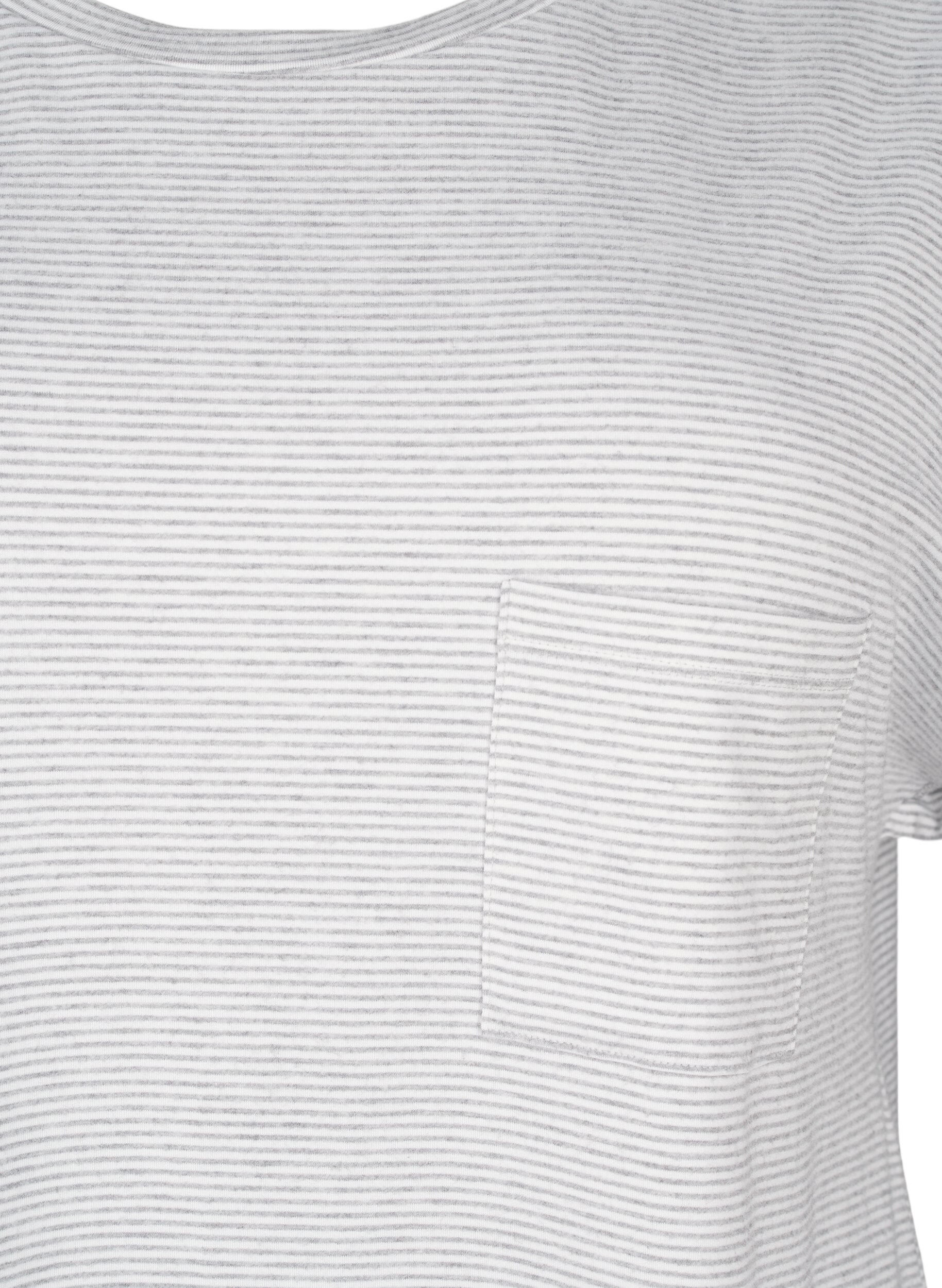 Zizzi Randig nattlinne med korta &auml;rmar, Gr&aring;, Packshot image number 2