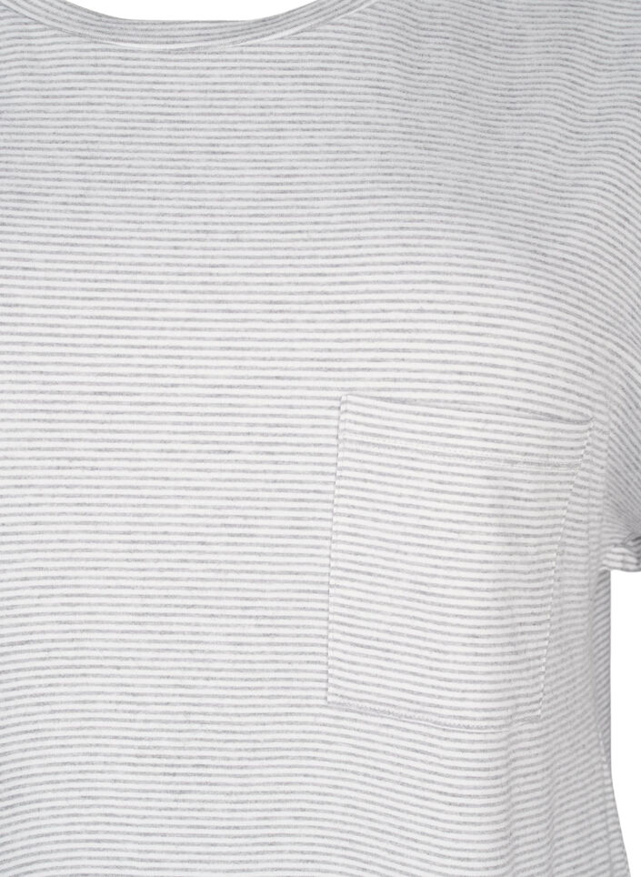 Randig nattlinne med korta ärmar, Grå, Packshot image number 2