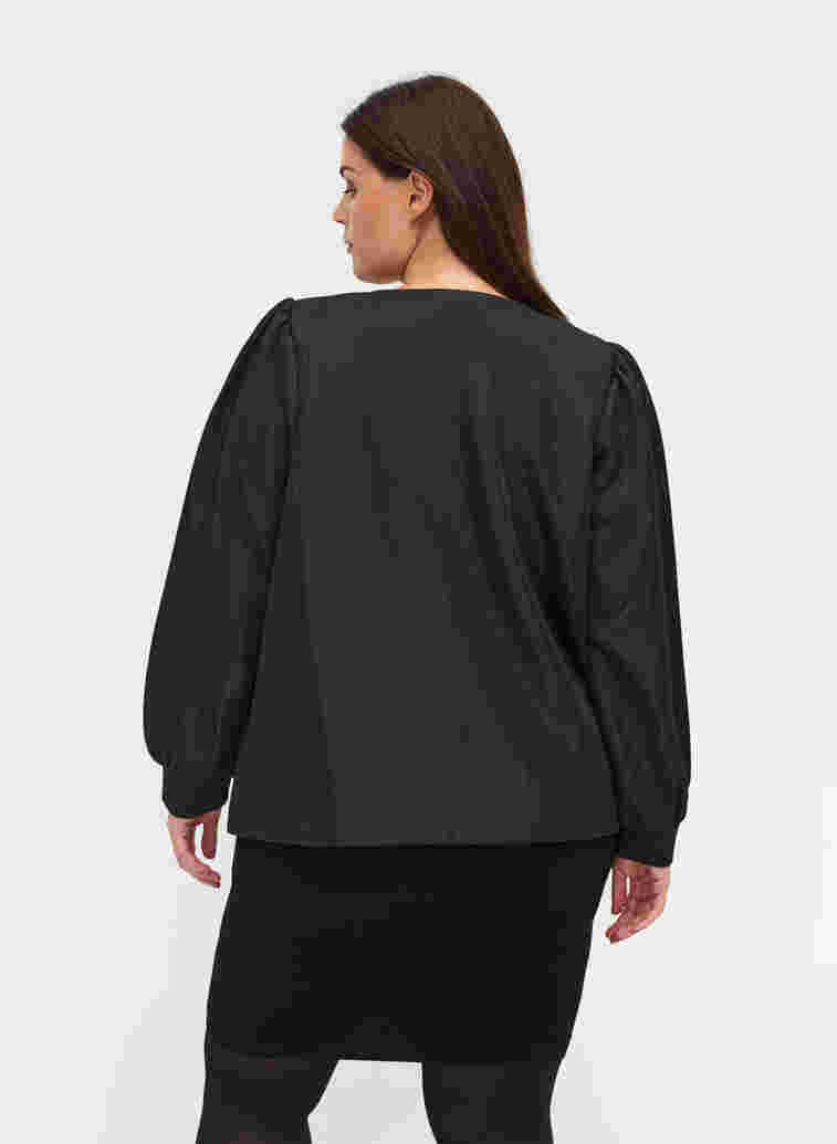 Kort jacka med glitter och dragkedja, Black, Model image number 1