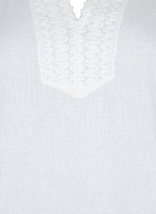Blus i bomull med virkade detaljer, White, Packshot image number 2