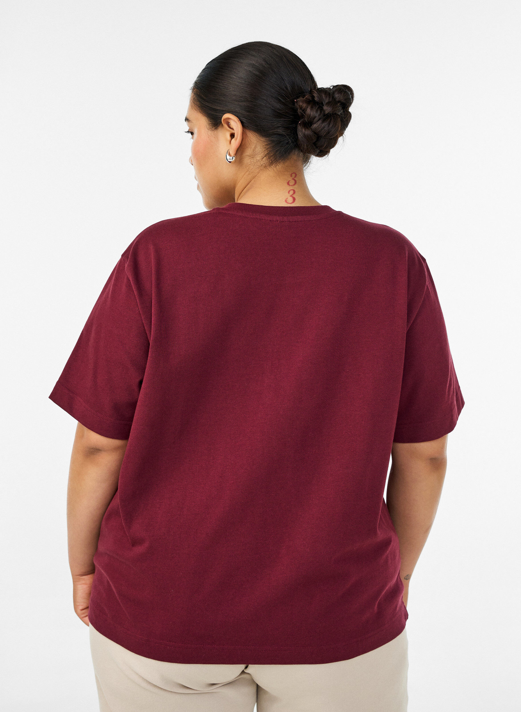 ZizziBoxig t-shirt i bomull, R&ouml;d, Model image number 2
