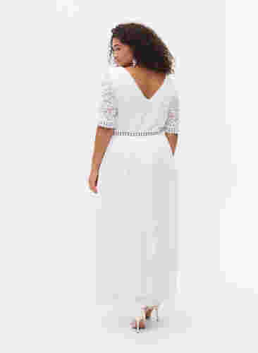 Maxiklänning med ringad rygg  och korta ärmar, Bright White, Model image number 1