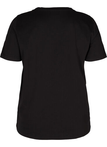 T-shirt i bomull med tryck på bröstet, Black LADIES 98, Packshot image number 1