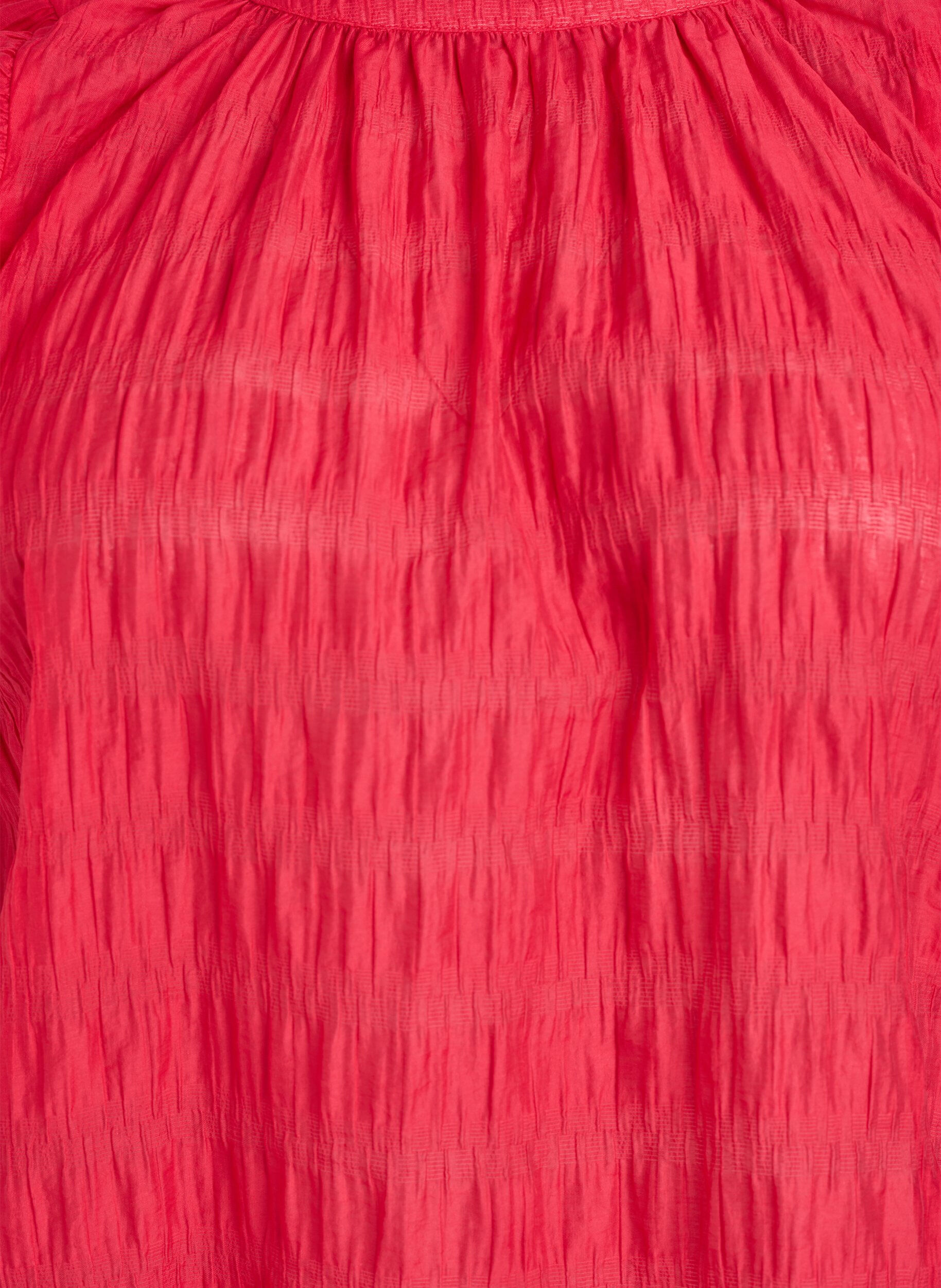 Zizzi&Auml;rml&ouml;s blus med struktur och volanger, R&ouml;d, Packshot image number 2
