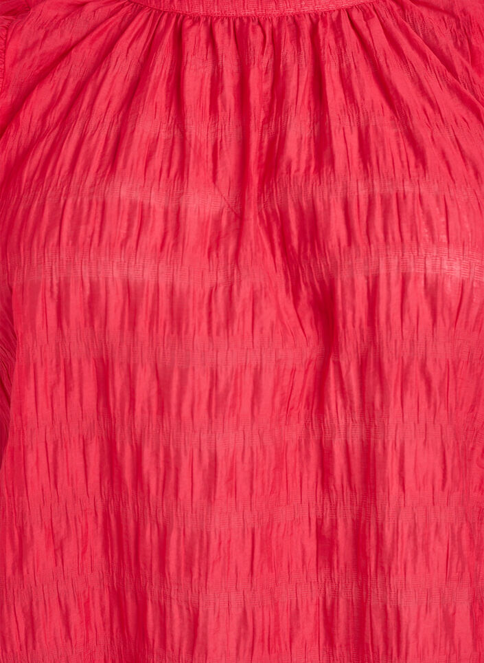 &Auml;rml&ouml;s blus med struktur och volanger, R&ouml;d, Packshot image number 2