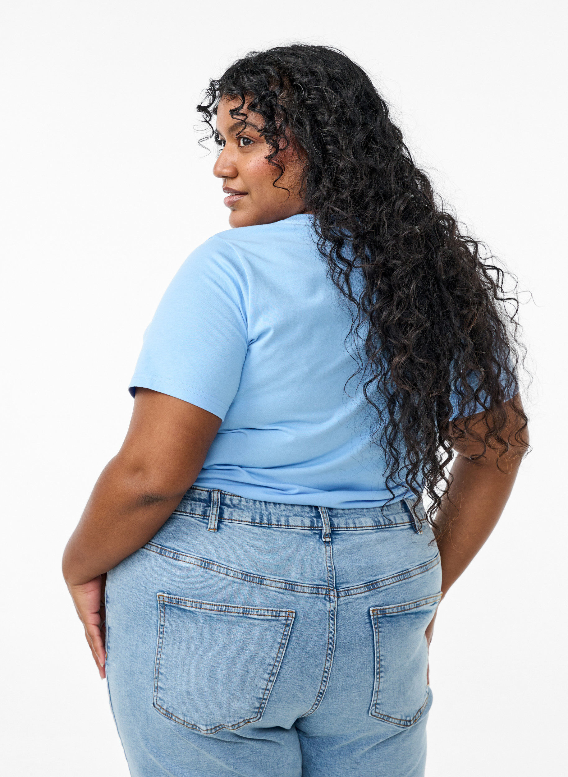 Zizzi T-shirt med dekorativa detaljer, Bl&aring;, Model image number 2