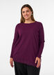 Blus i jersey med asymmetrisk spetskant, Lila, Model image number 0